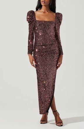 ASTR the Label Lourdes Long Sleeve Dress in Dark Rose at Nordstrom Rack, Size Medium