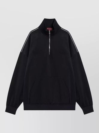 Gucci high collar knit sweater contrast piping