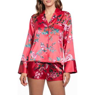 In Bloom by Jonquil Phoenix Long Sleeve Satin Short Pajamas in Red at Nordstrom, Size X-Small