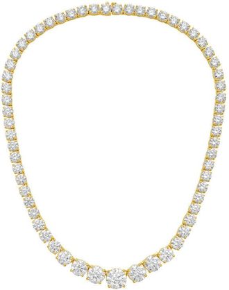 Diana M. Jewels 14kt Yellow Gold 72cts lab grown Round diamond 4 Prong Graduated tennis necklace