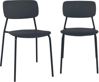 Sweeek Set of 2 stackable steel and plastic garden chairs anthracite 49x44x78.5 cm - Liva