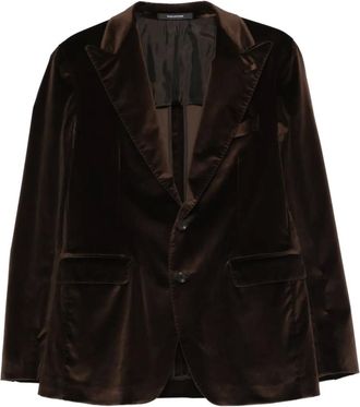 Tagliatore Fluwelen jack met gekerfde afwerking - Bruin