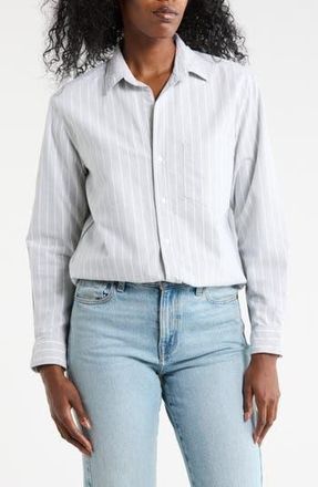 Frank & Eileen Stripe Cotton Button-Up Shirt in Green Stripe Oxford at Nordstrom Rack, Size Xx-Small