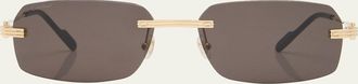 Cartier Mens Rimless Metal Rectangle Sunglasses
