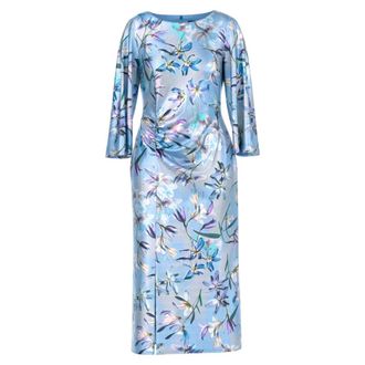 Marc Cain Midi jurk met plooien - Dames - Casual kleedjes - Blauw - S - Leer - Kleedjes