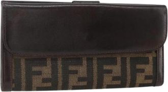 Fendi Pre-owned Zucca Canvas Lange Portemonnee - Dames - Vintage Accessoires - Zwart - ONE Size - Leer - Vintage