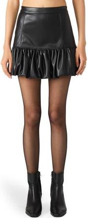 Steve Madden Annika Bubble Hem Faux Leather Miniskirt in Black at Nordstrom Rack, Size 12