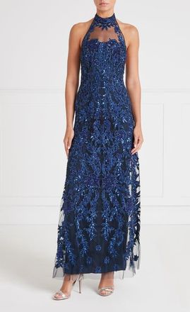 Temperley London Genevieve Halter Gown in Midnight at Nordstrom, Size 10