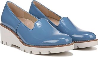 Vionic Womens Vionic Willa Flats Blue Patent Leather Wedge Heel Shoes GAL1490