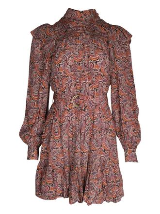 Ulla Johnson Luna paisley-pattern ruffled mini dress - women - Silk - 0 - Brown