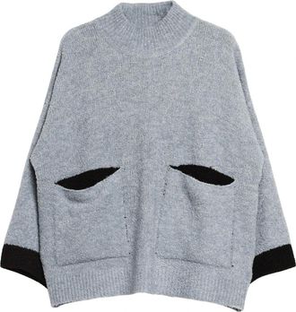 H2O Truien & Vesten, Dames, Grijs, M, Boxy Bouclè Gebreide Trui met Zakken