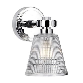 Netlighting Gunnislake 1 Light Wall Light Polished Chrome Glass Shade IP44 G9 in Grey