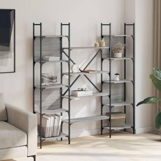 Berkfield Home Decorative Bookshelf Grey Sonoma 155.5x24x166.5 cm Engineered Wood