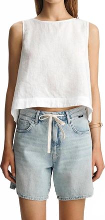Mavi Nella Relaxed Linen Denim Short In Bleached Blue