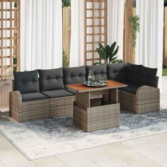 vidaXL Conjunto De Sof&aacute; De Jard&iacute;n Manual 7 Pcs Gris 100 X 55 X 73 Cm Vidaxl