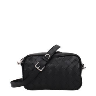 Bottega Veneta Herens Leren Crossbody Cameratas Zwart