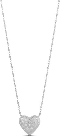 SHYMI Scattered Stone Puffy Heart Necklace -.925 Sterling Silver, 14k Gold-Plated - Rhodium Plated, Cubic Zirconia Pav&eacute; Detailing, Adjustable Chain