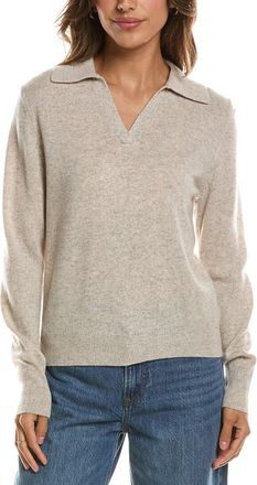 Fort&eacute; Cashmere Split Neck 100% Cashmere Polo Sweater