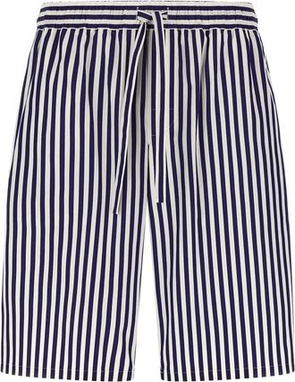 Dolce & Gabbana Striped Poplin Bermuda Shorts - Heren - Korte Broeken - Blauw - L - Katoen - Korte Broeken