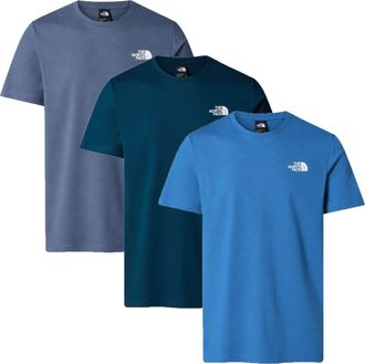 The North Face Mens 3 Pack Mens Short Sleeve Redbox Celebration T-Shirt Blue/Navy/Blue - Multicolour Cotton - Size X-Large