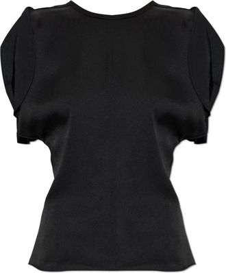 Victoria Beckham Mouwloze Satijnen Top - Dames - Blouses - Zwart - S - Satijn - Overhemden