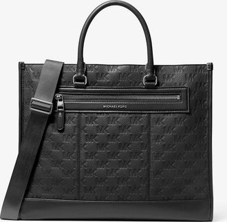 Michael Kors Jet Set Logo Embossed Leather Tote Bag