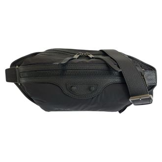 Balenciaga Black Nylon Leather Pouch Sling Bag (Pre-Owned)