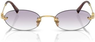 Miu Miu 51mm Oval Rimless Sunglasses in Gold /Clear /Dark Grey at Nordstrom