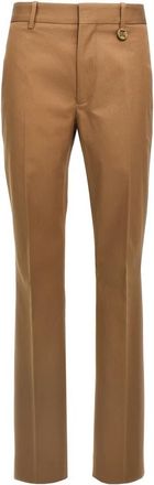 Burberry Gabardine Tailored Broeken - Dames - Wijde Broeken - Beige - XS - Katoen - Broeken