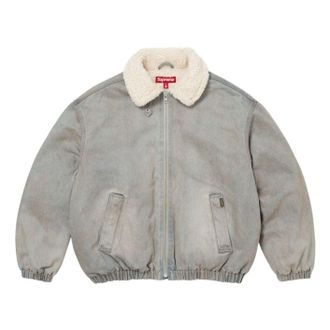 SUPREME FW26 Faux Shearling Lined Bomber Jacket Washed Grey FW25J42-GRY