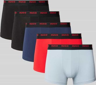 HUGO BOSS Trunks mit elastischem Label-Bund im 5er-Pack in Blau, Gr&ouml;&szlig;e XL