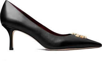 Tory Burch Zwarte leren ballerinas met T-plaat - Dames - Pumps - Zwart - 39 EU - Leer - Schoenen