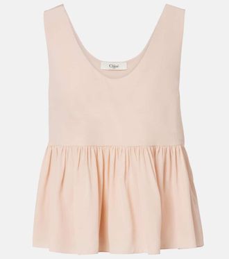 Chlo&eacute; Peplum silk crepe de chine top
