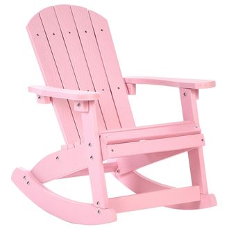 Beliani Silla Mecedora De Jard&iacute;n Infantil Para Ni&ntilde;os De Madera Pl&aacute;stica De Exterior Rosa Adirondack