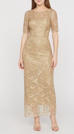 JS Collections Berlin Embroidered Cocktail Dress in Gold at Nordstrom Rack, Size 18