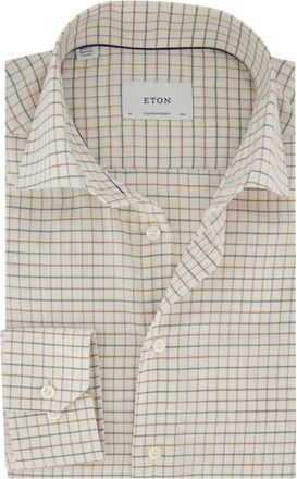 Eton Heren, Overhemden, Beige, Maat: 2XL Katoen