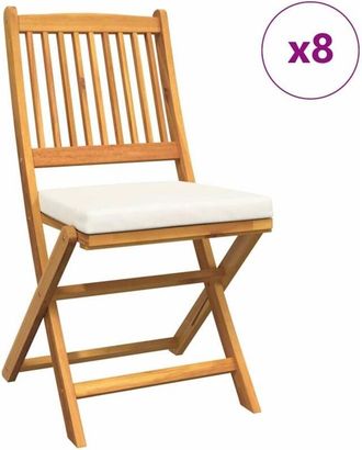 vidaXL Vidaxl - Folding Chair 8 pcs White 49 x 57.5 x 92cm Solid Acacia wood
