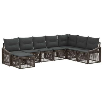 vidaXL Conjunto De Sof&aacute;s De Jard&iacute;n 8 Pcs Gris Rat&aacute;n Sint&eacute;tico Vidaxl
