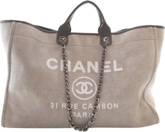 Chanel Grey XL Canvas Deauville Tote Bag