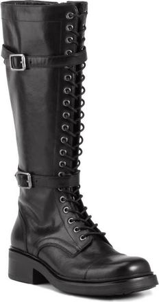 Vagabond Karlie Lace-Up Cap Toe Boot in Black Leather at Nordstrom, Size 10Us