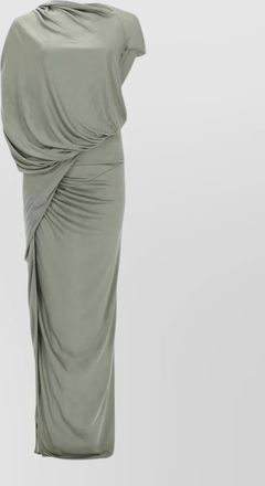 Rick Owens asymmetric neckline draped sleeveless floor length dress