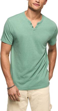 Lucky Brand Venice Button Neck Cotton Blend T-Shirt in Frosty Spruce at Nordstrom, Size Xx-Large