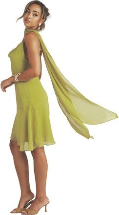 Six Stories Ava Cowl Neck Chiffon Mini Dress in Green at Nordstrom, Size 10