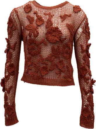Valentino Garavani Rust Crochet Floral Womens Top