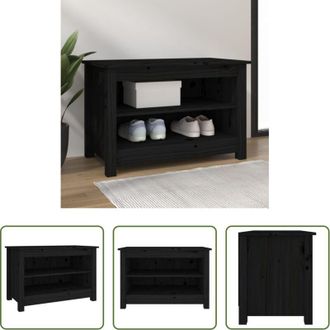 vidaXL Scarpiera nera - Scarpiera Nera 70x38x45,5 cm in Legno Massello di Pino