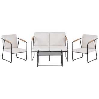 Beliani Beliani - Conjunto De Jard&iacute;n 4 Plazas Industrial Acero Con Mesa Beige Claro Vezzana
