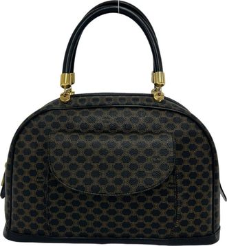 Celine Black Brown Leather Pvc Boston Bag Handbag Tote Bag (Pre-Owned)