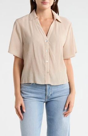 Current Elliott Short Sleeve Crop Button-Up Shirt in Wheat at Nordstrom Rack, Size X-Small