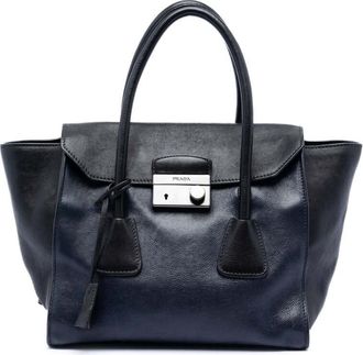 Prada Pre-owned Prada Bicolor Glace Calf Sound Lock Satchel Ladies 24H4U7WIGZFCS6XQ
