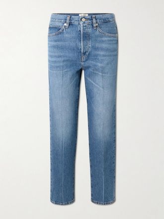 Frame Denim Jeans A Gamba Dritta E Vita Alta The Vertical Crop - Blu